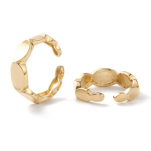 

PandaHall Brass Cuff Rings, Open Rings, Long-Lasting Plated, Oval, Real 18K Gold Plated, Inner Diameter: 16mm Brass