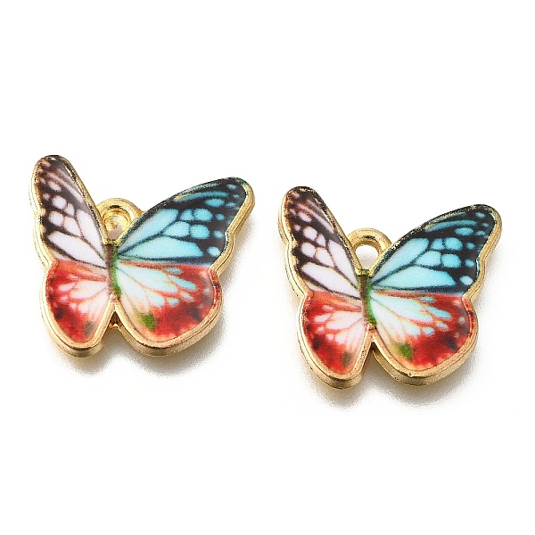 

PandaHall Alloy Enamel Pendants, Golden, Butterfly Charm, Light Sky Blue, 17.5x18.5x1mm, Hole: 1.6mm Alloy+Enamel Butterfly
