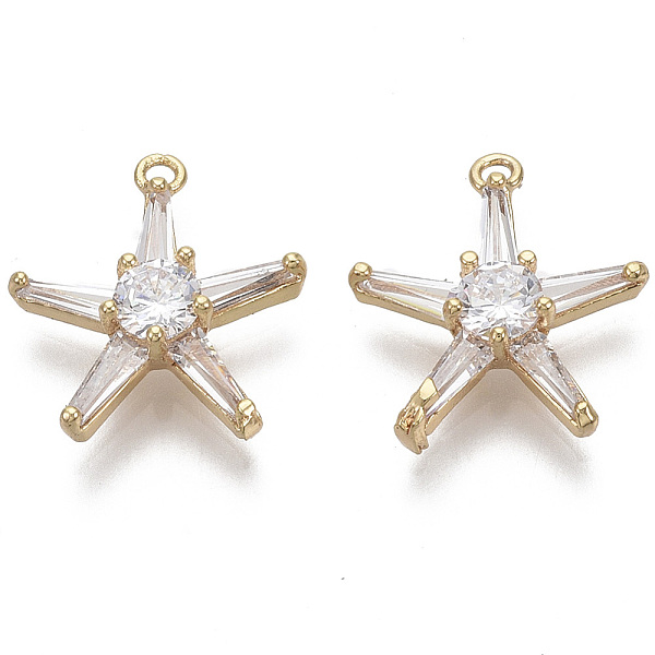 

PandaHall Brass Micro Pave Cubic Zirconia Pendants, Nickel Free, Star, Clear, Real 18K Gold Plated, 15x13.5x4mm, Hole: 1mm Brass+Cubic...