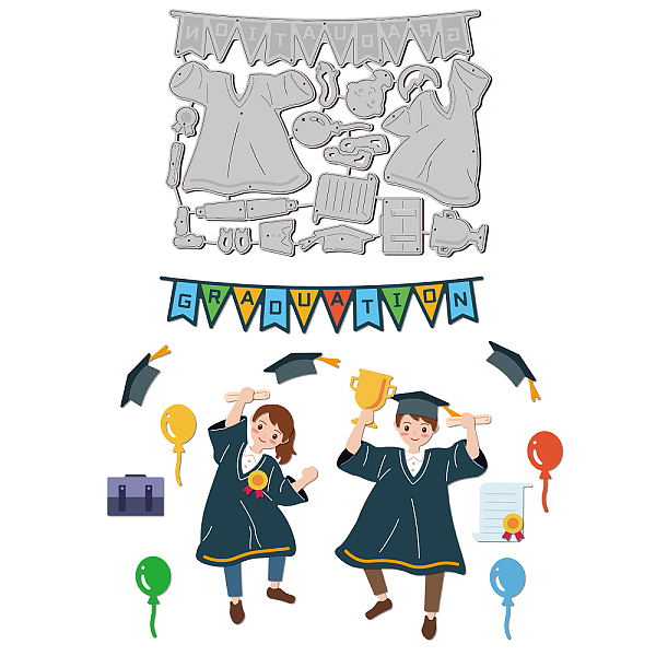 

PandaHall GLOBLELAND School Graduation Cutting Dies Baccalaureate Gown Hat Carbon Steel Die Cuts for DIY Crafting Embossing Stencil Template...