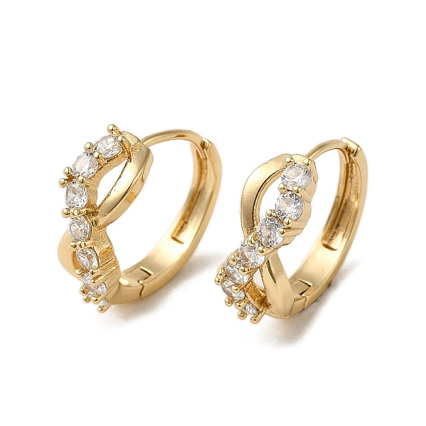 

PandaHall Brass Hoop Earrings, with Glass, Light Gold, 19x7.5mm Brass Clear