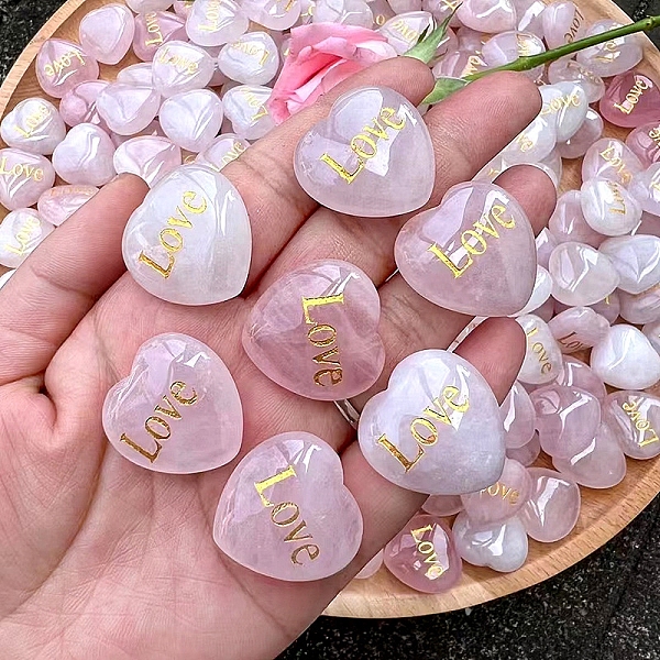 

PandaHall Natural Rose Quartz Healing Stones, Heart Love Stones, Pocket Palm Stones for Reiki Ealancing, Word Love, 25x25x10mm Rose Quartz...