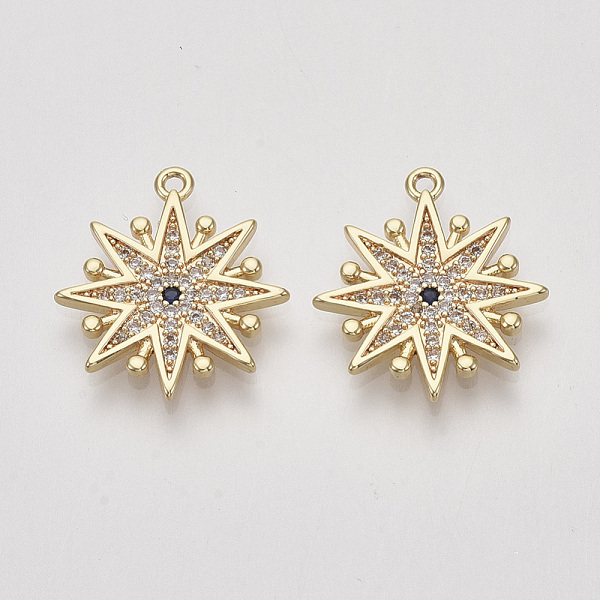 

PandaHall Brass Micro Pave Cubic Zirconia Pendants, Snowflake, Clear & Blue, Nickel Free, Real 18K Gold Plated, 18.5x17x1.5mm, Hole: 1.2mm...