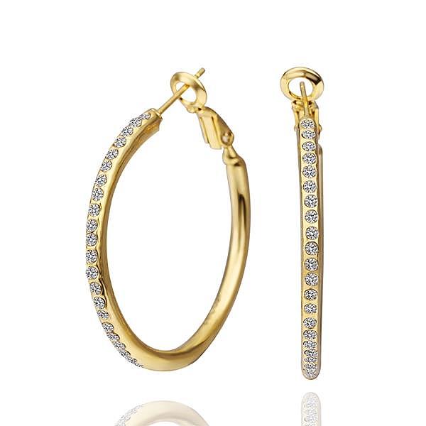 

PandaHall Chic Tin Alloy Czech Rhinestone Hoop Earrings For Women, Golden, 35x2mm Rhinestone Ring
