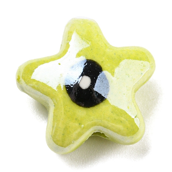 

PandaHall Handmade Porcelain Beads, Bright Glazed Porcelain, Star with Evil Eye, 15.5x16x8.5mm, Hole: 2.6mm Porcelain Star