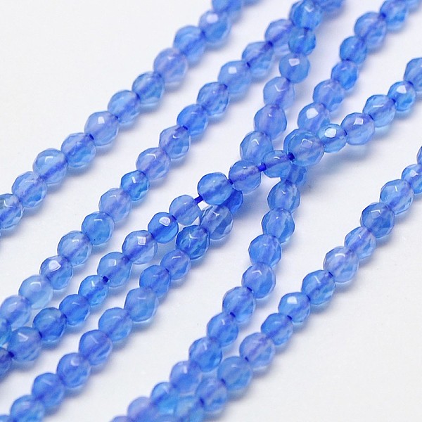 

PandaHall Natural Blue Agate Beads Strands, Faceted Round, Dyed, Cornflower Blue, 3mm, Hole: 0.8mm, about 131pcs/strand, 15.5 inch Blue...