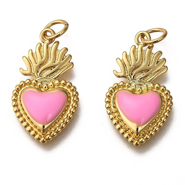 

PandaHall Golden Tone Brass Enamel Pendants, with Jump Rings, Long-Lasting Plated, Heart, Pearl Pink, 22x12x3mm, Hole: 3.5mm Brass+Enamel...