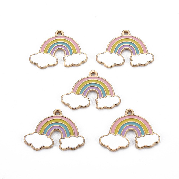 

PandaHall Alloy Enamel Pendants, Cadmium Free & Nickel Free & Lead Free, Rainbow, Light Gold, Colorful, 19.5x28x1mm, Hole: 1.5mm...
