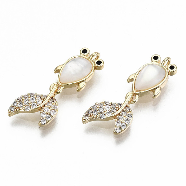 

PandaHall Brass Micro Pave Clear Cubic Zirconia Pendants, with Cat Eye, Nickel Free, Goldfish, Real 18K Gold Plated, 22x8x2.5mm, Hole: 1.2mm...