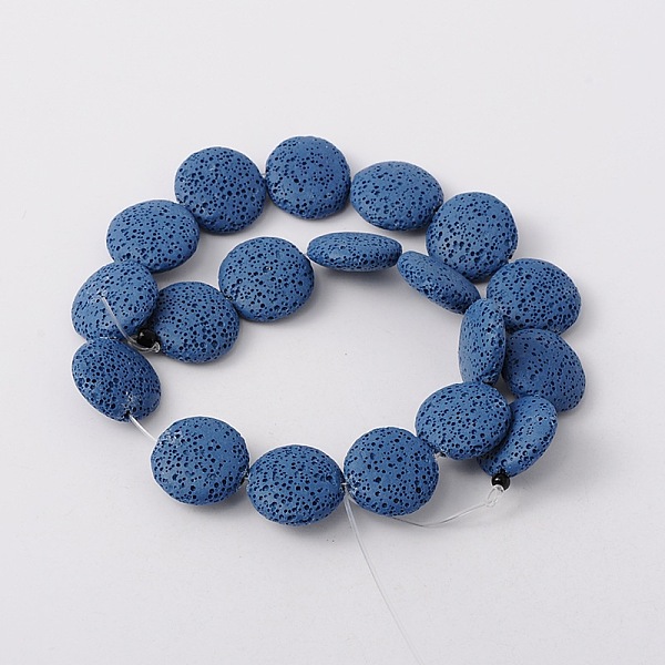 

PandaHall Natural Lava Rock Beads Strands, Flat Round, Dyed, Blue, 25~27x7~8mm, Hole: 1mm, about 14pcs/strand, 14.5 inch Lava Rock Flat...