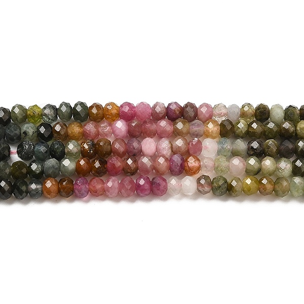

PandaHall Natural Tourmaline Beads Strands, Rondelle, Faceted, Grade A, 4x3mm, Hole: 0.7mm, about 134pcs/strand, 15.35''(39cm) Tourmaline...