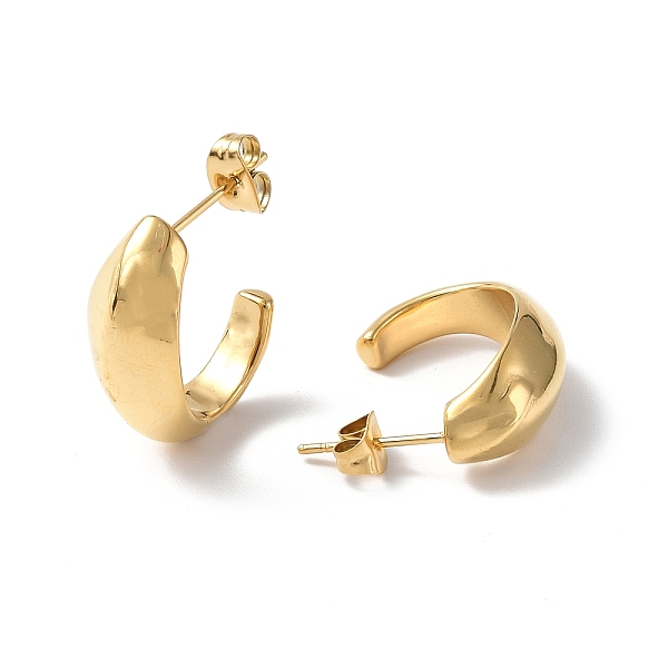 

PandaHall Ion Plating(IP) 304 Stainless Steel Arch Stud Earrings for Women, Golden, 21.5x17.5x4~10mm, Pin: 0.8mm 304 Stainless Steel Arch