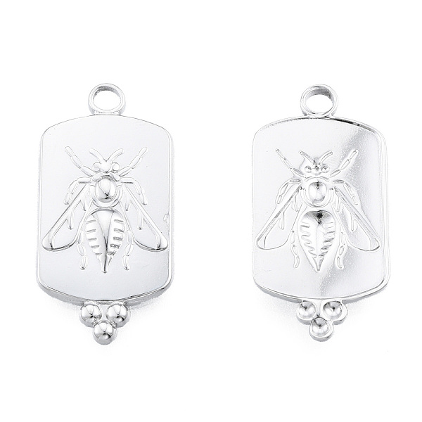 

PandaHall 201 Stainless Steel Pendants, Rectangle with Bees, Stainless Steel Color, 29x14x2mm, Hole: 2.5mm 201 Stainless Steel Rectangle