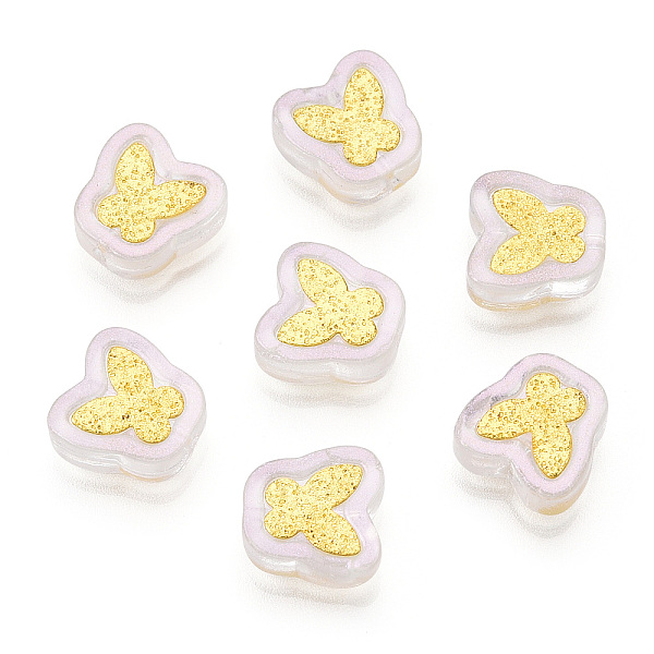 

PandaHall Electroplate Transparent Handmade Lampwork Beads, with Golden Plated Brass Findings, Butterfly, Clear, 11x11x4mm, Hole: 1mm...