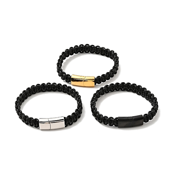 

PandaHall Black Leather Braided Cord Bracelet with 304 Stainless Steel Magnetic Clasp for Men Women, Mixed Color, 8-5/8 inch(22cm) Leather
