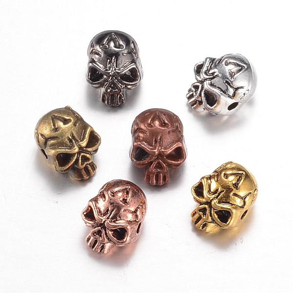 

PandaHall Tibetan Style Alloy Beads, Skull, Mixed Color, 11x9x10mm, Hole: 1.5mm Alloy Skull Multicolor