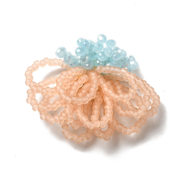 

PandaHall Glass Beads Braided Flower Cabochons, with Golden Iron Sieve Findings, for DIY Brooch Earring Costume Ornaments, PeachPuff..., Brown