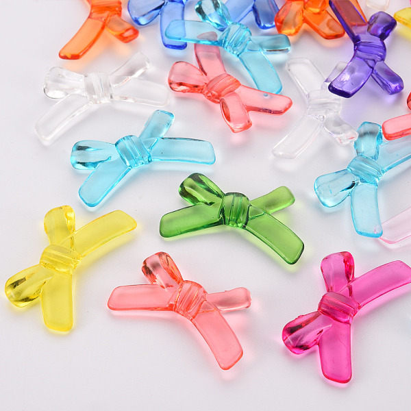 

PandaHall Transparent Acrylic Beads, Bowknot, Mixed Color, 20x34x5.5mm, Hole: 1.8mm, about 435pcs/500g Acrylic Bowknot Multicolor