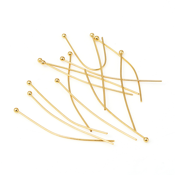 

PandaHall 304 Stainless Steel Ball Head Pins, Golden, 40x0.6mm, 22 Gauge, Head: 1.8mm 304 Stainless Steel