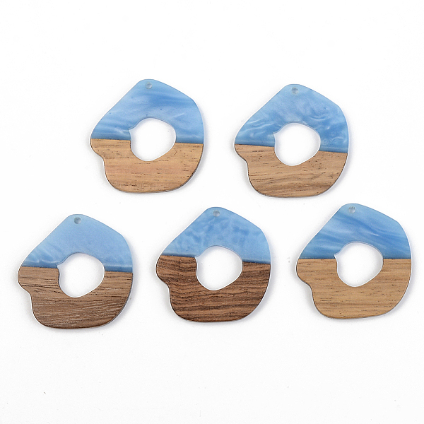 

PandaHall Opaque Resin & Walnut Wood Pendants, Cornflower Blue, 38x38x3mm, Hole: 2mm Resin+Wood Others Blue