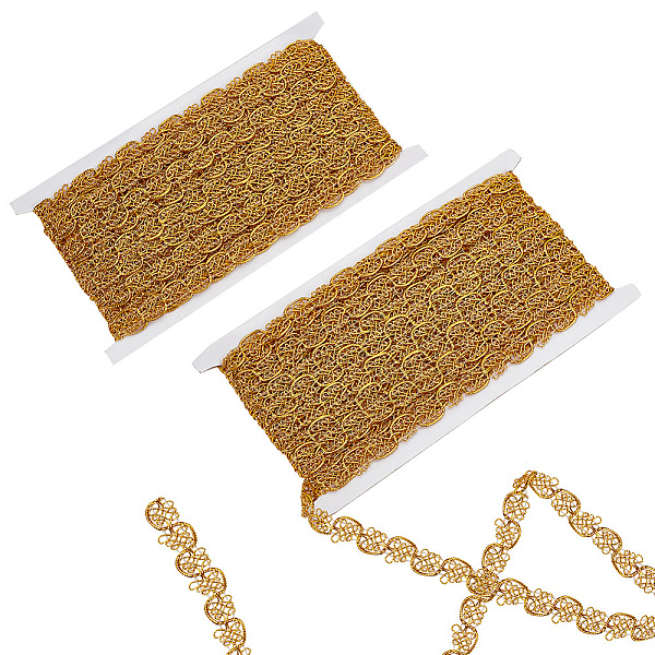 PandaHall 13M Filigree Polyester Lace Trim, Wavy Trimming for Home Textile Decoration, Gold, 5/8 inch(15mm), about 14.22 Yards(13m)/pc...