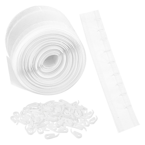 

PandaHall AHANDMAKER Curtain Pleat Tape, Drapery Header Tape with 100 Pcs Hooks, Curtain Heading Tape, Wave Curtain Tape, for Curtain DIY..., Multicolor