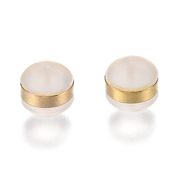 

PandaHall Brass Rings Silicone Ear Nuts, Frosted, Earring Backs, Golden, 5.7x5.7x4.5mm, Hole: 1mm Silicone