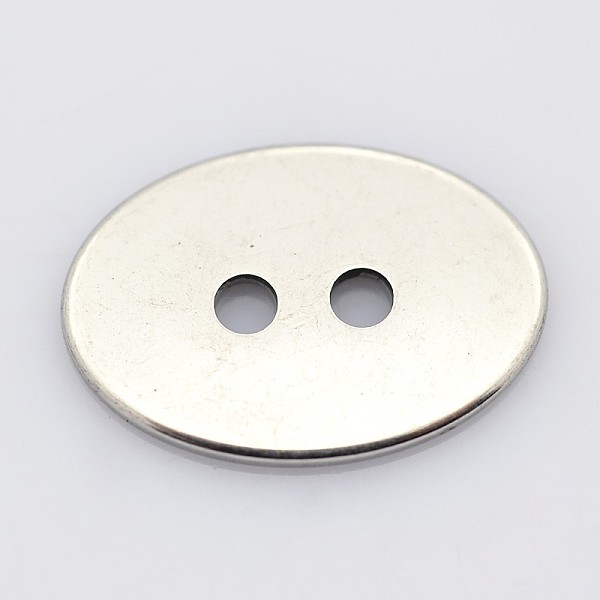 

PandaHall 2-Hole Flat Oval 201 Stainless Steel Sewing Buttons for Bracelet Making, Stainless Steel Color, 12x17x1mm, Hole: 2mm 201 Stainless...
