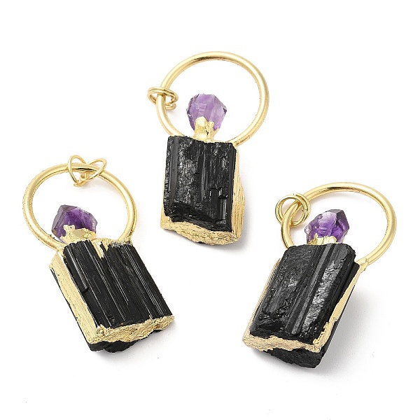 

PandaHall Natural Black Tourmaline and Amethyst Pendants, Perfume Bottle Charms with Rack Plating Brass Findings, Cadmium Free & Lead Free...