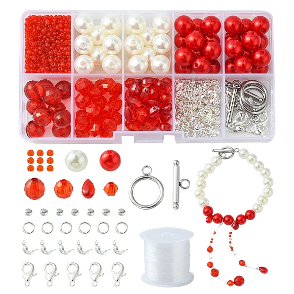 

PandaHall DIY Halloween Bracelet Making Kit, Including Plastic Pearl & Acrylic & Glass & Seed Round Beads, Alloy Clasps, Mixed Color Glass..., Multicolor