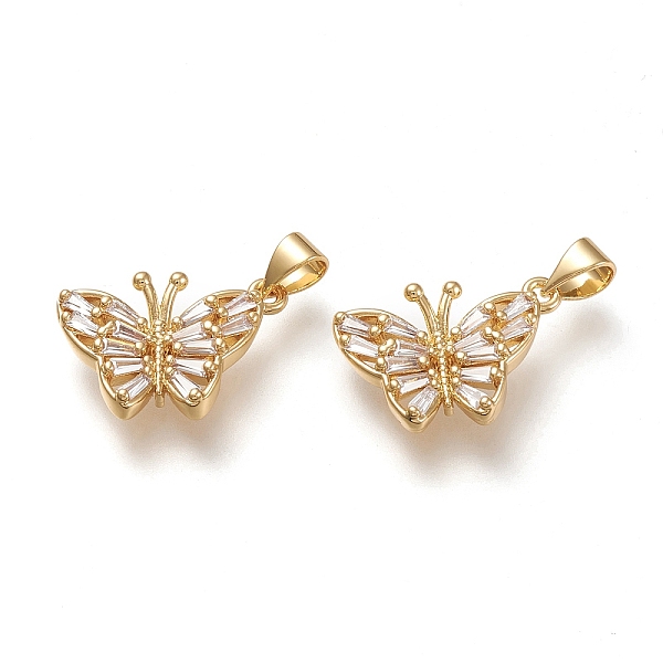 

PandaHall Brass Micro Pave Cubic Zirconia Pendants, Butterfly, Clear, Real 18K Gold Plated, 18x14x4mm, Hole: 3.5x5mm Brass+Cubic Zirconia...