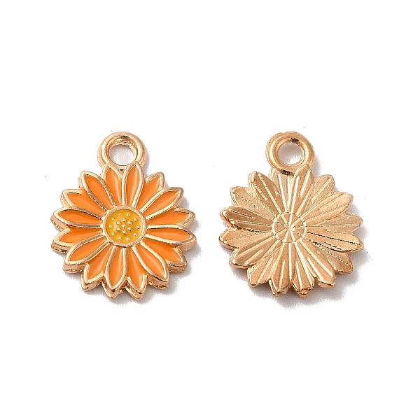 

PandaHall Alloy Enamel Pendants, Light Gold, Daisy Charm, Dark Orange, 16.5x13x1.5mm, Hole: 2mm Alloy+Enamel Flower