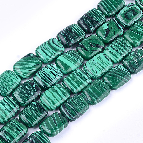

PandaHall Synthetic Malachite Beads Strands, Rectangle, 17.5~18.5x13~13.5x6~7mm, Hole: 1mm, about 22pcs/strand, 15.5 inch Malachite...