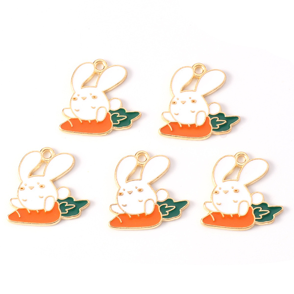 

PandaHall Alloy Enamel Pendants, Light Gold, Cadmium Free & Lead Free, Rabbit with Carrot, Dark Orange, 19x20x1mm, Hole: 1.6mm Alloy+Enamel...