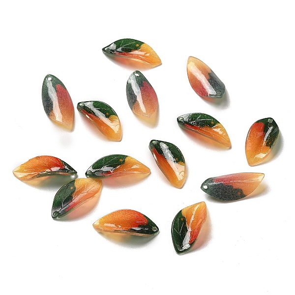 

PandaHall Acrylic Pendants, Leaf, Orange, 22~23x11x4~5mm, Hole: 1~1.4mm Acrylic Leaf Orange