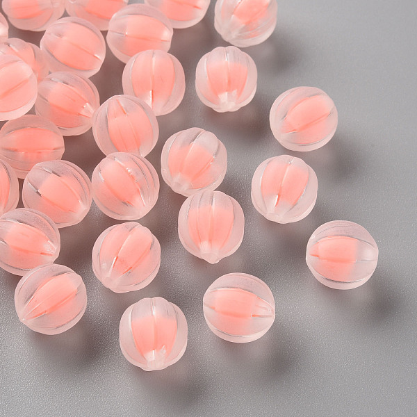 

PandaHall Transparent Acrylic Beads, Frosted, Bead in Bead, Pumpkin, Salmon, 11x11.5mm, Hole: 2mm, about 550pcs/500g Acrylic Pumpkin Red