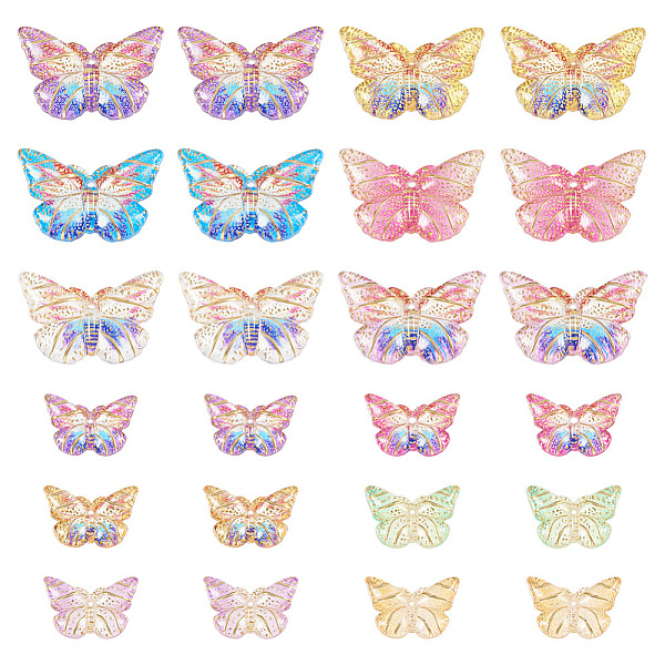 

PandaHall 180Pcs 12 Style Acrylic Pendants, Golden Metal Enlaced, Butterfly, Mixed Color, 10~15x15~23x2.5~3mm, Hole: 0.5~1mm Acrylic..., Multicolor
