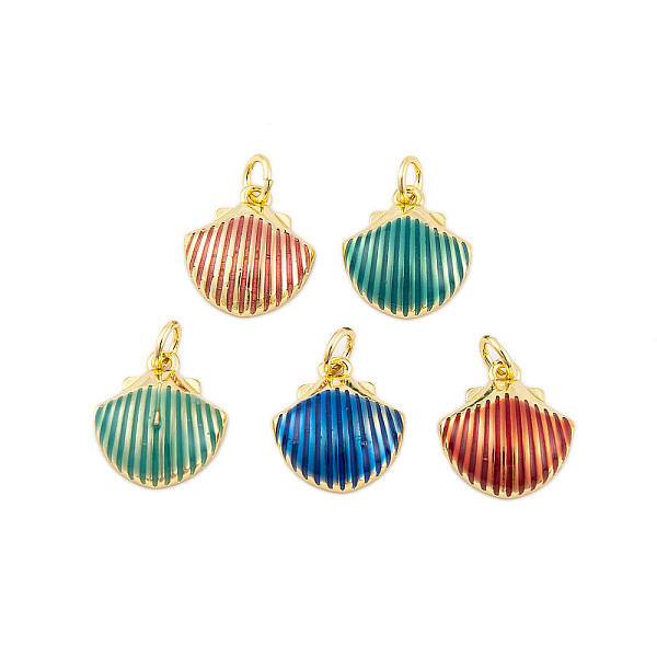 

PandaHall Rack Plating Brass Enamel Pendants, Cadmium Free & Lead Free, Long-Lasting Plated, Real 18K Gold Plated, Shell Shape, Mixed Color..., Multicolor