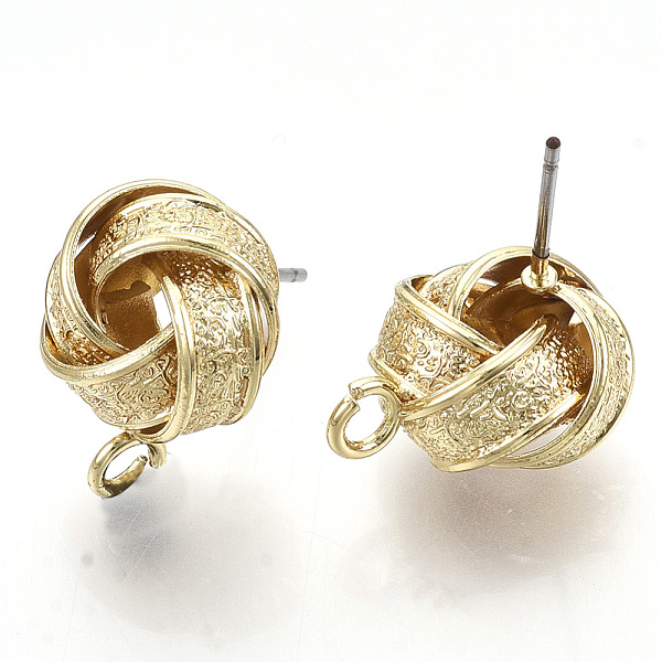 

PandaHall Iron Stud Earring Findings, with Loop, Raw(Unplated) Pin, Love Knot Earrings, Textured, Cadmium Free & Nickel Free & Lead Free...