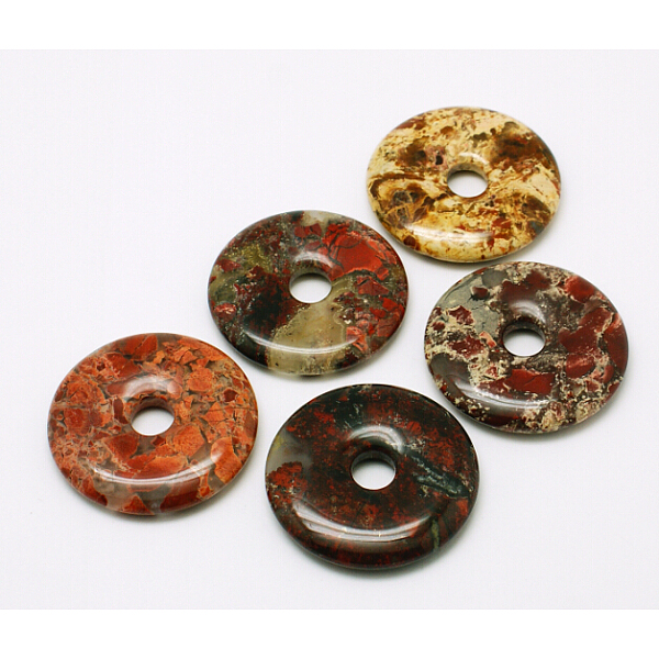 

PandaHall Donut/Pi Disc Natural Gemstone Pendants, Mahogany Obsidian, Donut Width: 16mm, 40x5.5mm, Hole: 8mm Mahogany Obsidian Flat Round