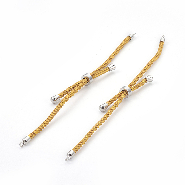

PandaHall Adjustable Nylon Cord Slider Bracelet Making, with Brass Findings, Long-Lasting Plated, Real Platinum Plated, Goldenrod, 8-5/8..., Gold