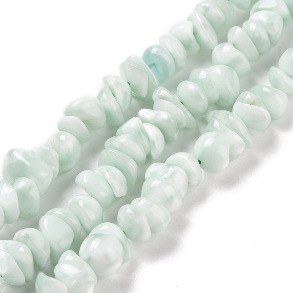 

PandaHall Natural Glass Beads Strands, Nuggets, Aqua, 10~13x10~11x5~5.5mm, Hole: 1mm, about 79~80pcs/strand, 15.75~16.22 inch(40~41.2cm)..., Cyan