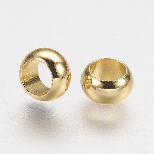 

PandaHall Brass European Beads, Real 24K Gold Plated, Rondelle, 7x4mm, Hole: 4.5mm Brass Rondelle