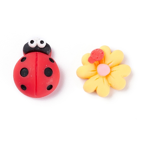 

PandaHall Opaque Resin Cabochons, Ladybird & Flower, Mixed Color, Ladybird: 14x11.5x7mm, Flower: 12x13x5mm. Resin Flower Multicolor
