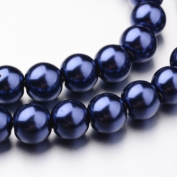 

PandaHall Eco-Friendly Dyed Glass Pearl Round Bead Strands, Cotton Cord Threaded, Midnight Blue, 8mm, Hole: 1.2~1.5mm, about 52pcs/strand...