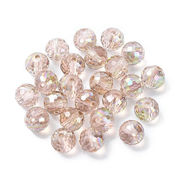 

PandaHall AB Color Plated Glass Beads, Faceted Round, Camel, 8x7mm, Hole: 1.5mm Glass Round Brown
