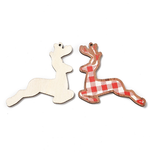 

PandaHall Single Face Christmas Printed Wood Big Pendants, Reindeer Charms, Red, 46x51x2.5mm, Hole: 1.6mm Wood Deer Red