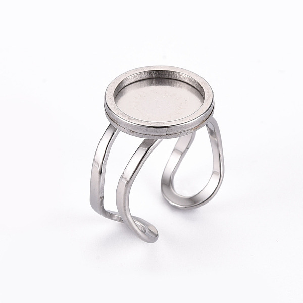 

PandaHall 201 Stainless Steel Cuff Pad Ring Settings, Laser Cut, Stainless Steel Color, Tray: 12mm, US Size 7 1/4(17.5)~US Size 8(18mm) 201...