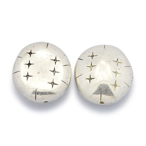 

PandaHall CCB Plastic Carved Beads, Oval, Antique Silver, 32x29x14mm, Hole: 1.5mm Plastic Oval