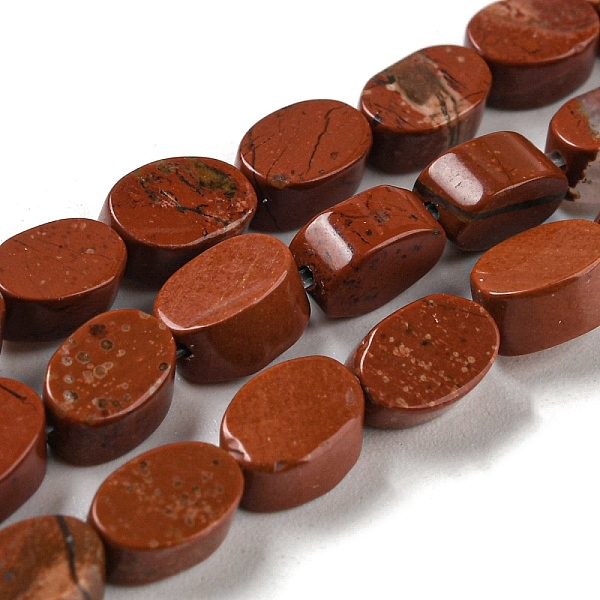 

PandaHall Natural Red Jasper Beads Strands, Flat Oval, 6~6.5x4~4.5x2.5mm, Hole: 0.6mm, about 64pcs/strand, 15.94''(40.5cm) Red Jasper Oval